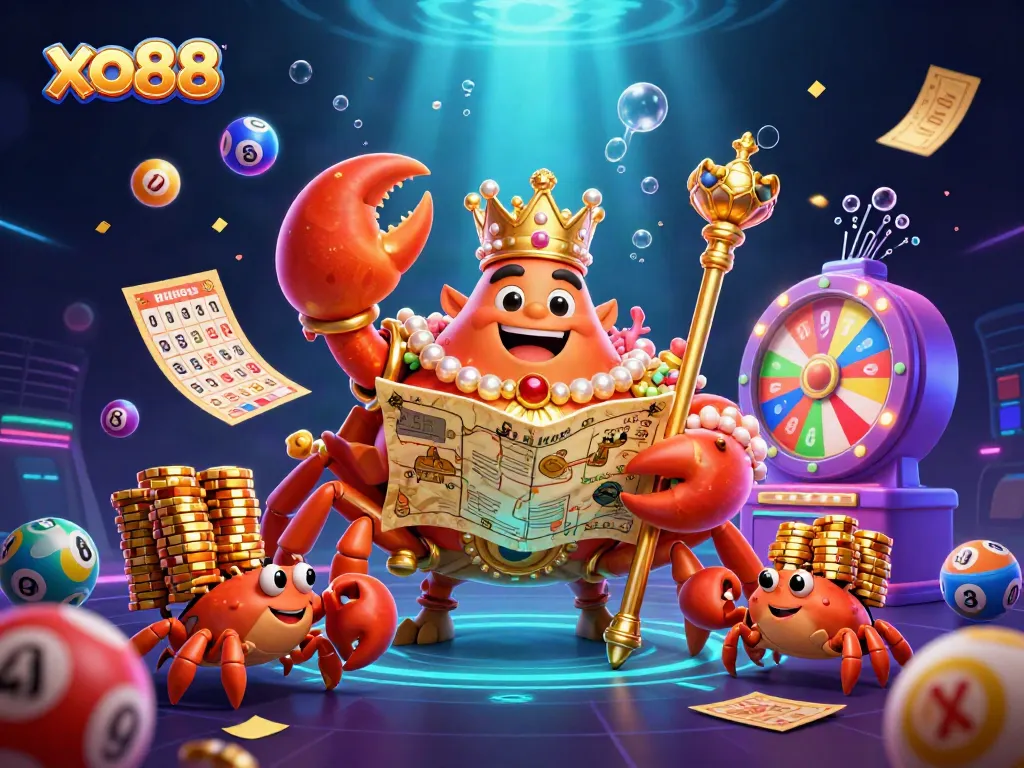 Experience thrilling gambling at xo88 with the golden crab emperor amidst dynamic lottery elements.