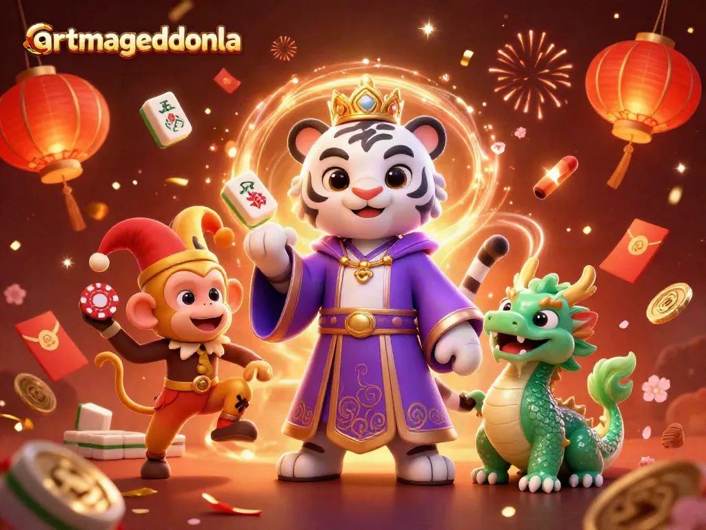 Experience artmageddonla with elegant creatures celebrating a vibrant casino atmosphere.